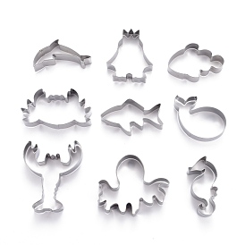 Stainless Steel Sea World Mixed Pattern Cookie Candy Food Cutters Molds, for DIY, Kitchen, Baking, Kids Birthday Party Supplies Favors