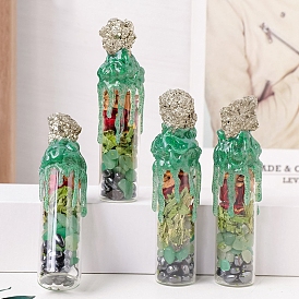 Натуральный хрустальный щебень латунная руда бутылка желаний украшения хрустальный щебень дрейф бутылка ремесла украшения оптом