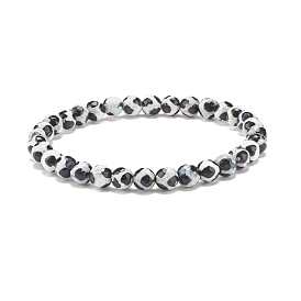 Mala Beads Bracelet, Natural Tibetan Dzi Agate Round Beaded Stretch Bracelet for Women