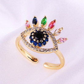 Sparkling Crossed Eye Ring with Simulated Diamonds - Minimalist Eyelash Design Jewelry