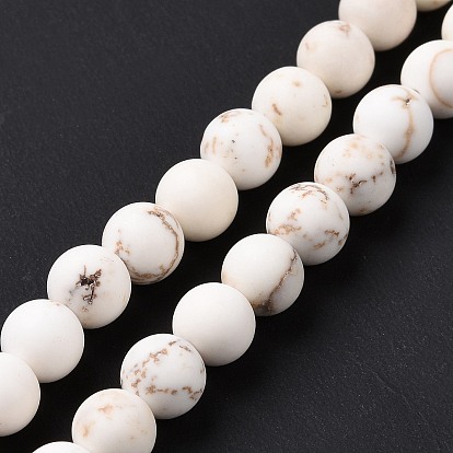 Natural Magnesite Round Bead Strands, Frosted