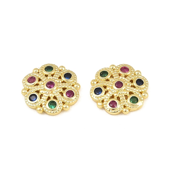 Messing Mikro pflastern Zirkonia Cabochons, Blume, Gestell, Bleifrei und cadmium frei, langlebig überzogen