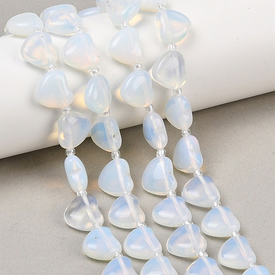 Opalite бисер пряди, сердце, Топ пробуренной, с бисером