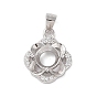925 Sterling Silver Micro Pave Cubic Zirconia Pendant Settings, Open Back Settings
