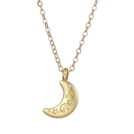 Moon Alloy with Brass Pendant Necklaces, Cable Chain Necklaces