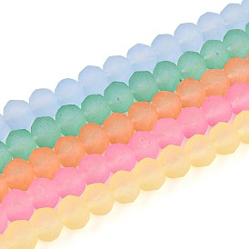 Нити стеклянных бусин, покрытых матовой краской для выпечки, рондель, граненый(32 граненый)