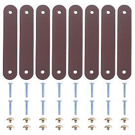 8Pcs PU Leather Cabinet Door Drawer Handle Strap, with 16Pcs Alloy Screw