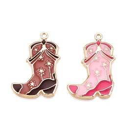 Rack Plating Alloy Enamel Pendants, Cadmium Free & Nickel Free & Lead Free, Light Gold, Cowboy Boot Charm