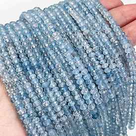 Natural Aquamarine Beads Strands, Faceted, Rondelle, Grade A