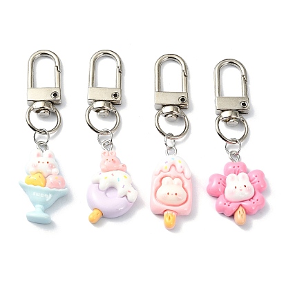 Resin Pendant Decorations, with 304 Stainless Steel Clasps, Mixed Shape