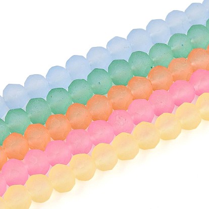 Нити стеклянных бусин, покрытых матовой краской для выпечки, рондель, граненый(32 граненый)