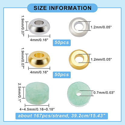 Nbeads 167Pcs Natural Flower Amazonite Heishi Beads for DIY Jewelry Making, with 100Pcs Brass Spacer Beads