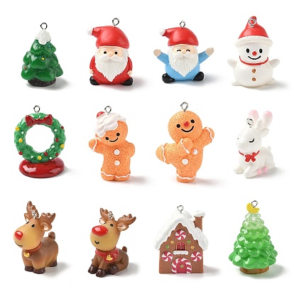 Подвески из непрозрачной смолы на рождественскую/пасхальную тематику, с железной платиной петлей