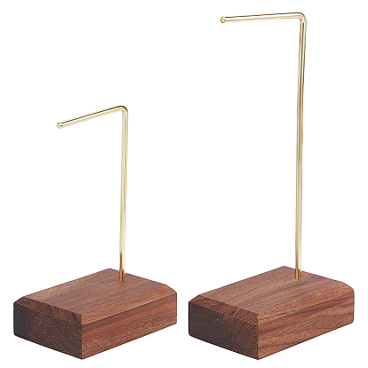 2 Stück 2 Stile Eisen Ohrring Displayständer, mit Nussbaumsockel