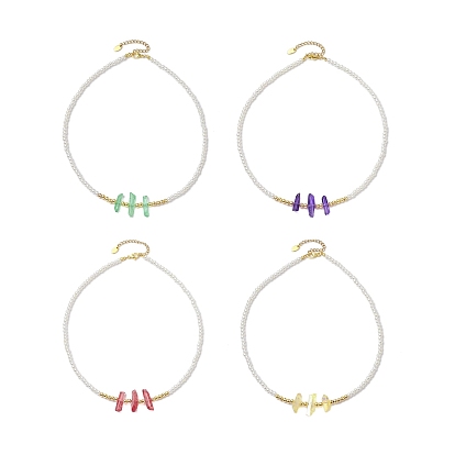 ABS Plastic Imitation Pearl Beaded Necklaces,  Natural Quartz Crystal Points Bead Necklaces, Dyed