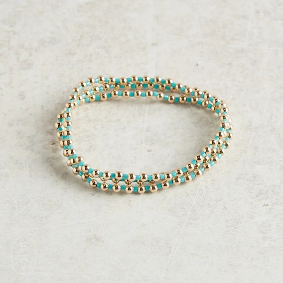 3 Набор эластичных браслетов из CCB и стеклянного бисера для женщин, круглый и колонки