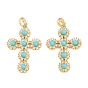Латунные микропаве прозрачные подвески с фианитом, cmолой, крест прелести, золотые