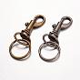 Alloy Keychain Clasp Findings, with Iron Split Key Rings, 56mm