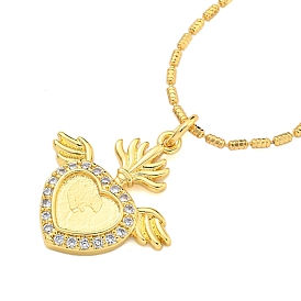 Ожерелья с подвесками из латуни с прозрачным фианитом и прозрачным фианитом, сердце