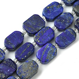 Lapis-lazuli, brins de perles naturels , avec des perles de rocaille, rectangle