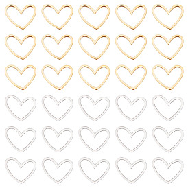 40шт. 2 цвета 201 соединительные кольца из нержавеющей стали, лазерная резка, асимметричное сердце