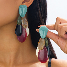 Resin Stud Dangle Earrings for Women, Teardrop