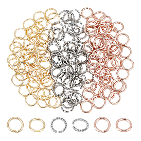 150Pcs 3 Style 304 Stainless Steel Open Jump Rings, Twisted Round