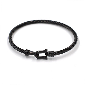 Unisex Titanium Steel Wire Rope Bangles with Hook Clasps