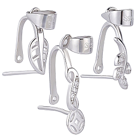 3 шт. 3 стиль модный 925 застежки-липучки из стерлингового серебра, льда поручительств выбор щепотка, форма листьев и монет