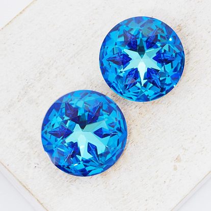 K 9 cabochons en verre strass, diamant, point arrière et dos plaqué, facette