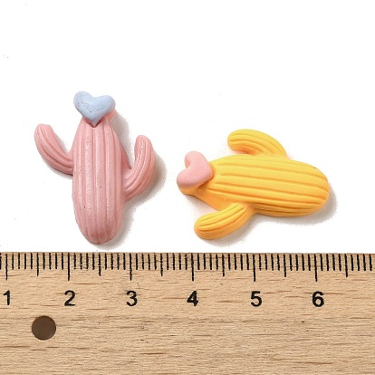 Plant Opaque Resin Decoden Cabochons, Cactus with Heart