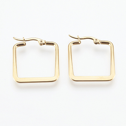 201 угловые серьги-кольца из нержавеющей стали., с 304 штифта из нержавеющей стали, гипоаллергенные серьги, квадратный