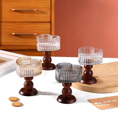 Стеклянный подсвечник в форме сердца с деревянной основой, принадлежности для изготовления свечей своими руками