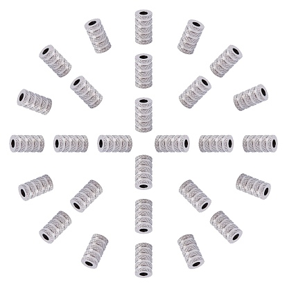 304 Stainless Steel Tube Beads, Grooved, Column