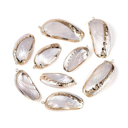 Подвески из натуральных морских ракушек, покрытые методом гальванического покрытия, подвески в форме ракушек, с медными петлями, золотые