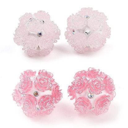 Бусины из светящейся полимерной глины со стразами и рельефной акриловой розой, для телефонных цепей, кукольные брелоки и украшения своими руками