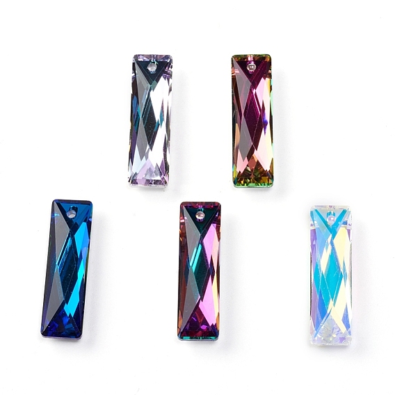 Glass Pendants, Faceted, Rectangle