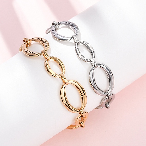 304 женские браслеты-цепочки со звеньями из нержавеющей стали, овальные