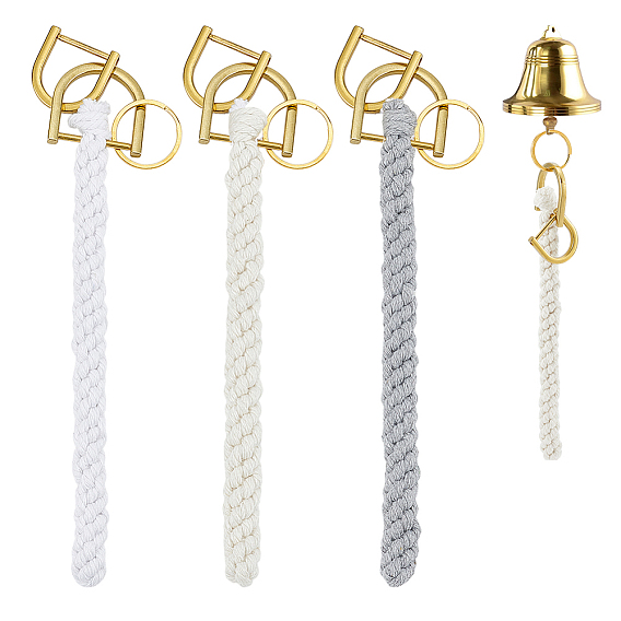 3 шт. подвесные украшения из хлопкового шнура, Сплав с застежками, золотые