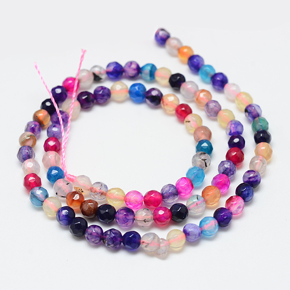 Природные Агат бисера нити, окрашенные, граненые, круглые