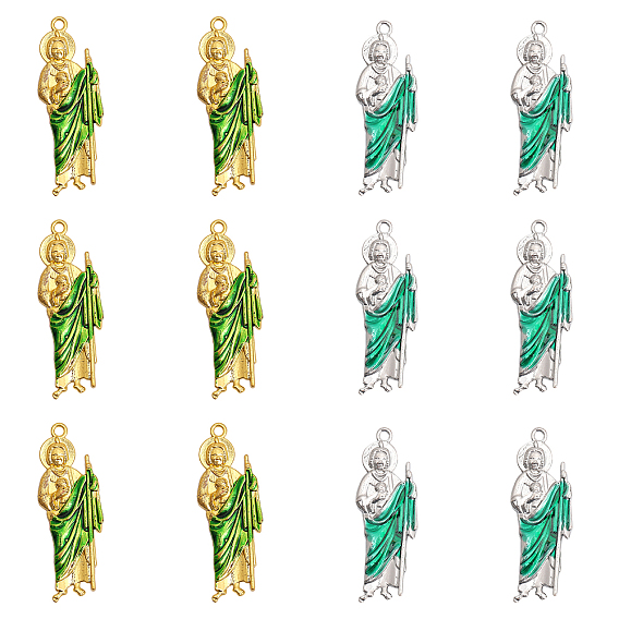 12шт 2 цвета сплав эмаль большие подвески, Сан Джудас Тадео, религия