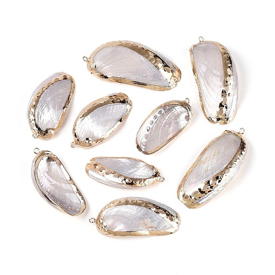 Подвески из натуральных морских ракушек, покрытые методом гальванического покрытия, подвески в форме ракушек, с медными петлями, золотые