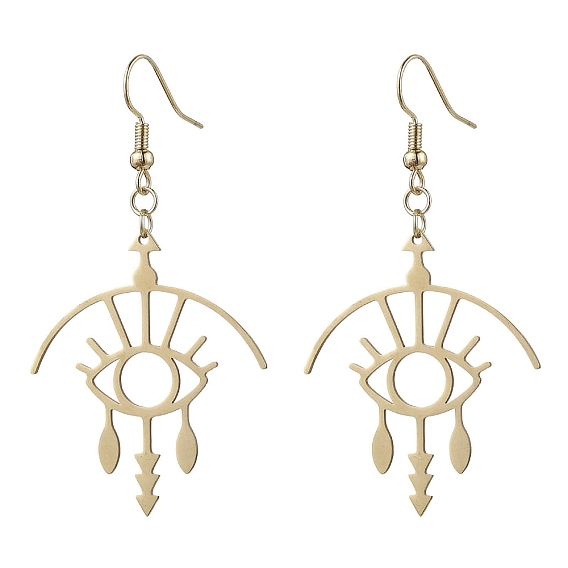 Hollow Eey 201 Stainless Steel Dangle Earrings, with Brass Earring Pins