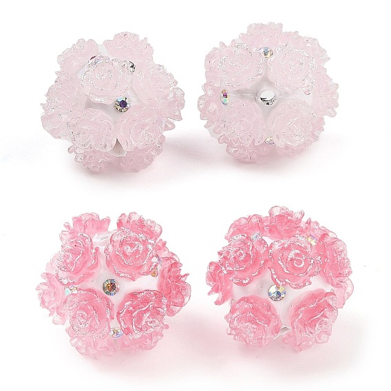 Бусины из светящейся полимерной глины со стразами и рельефной акриловой розой, для телефонных цепей, кукольные брелоки и украшения своими руками