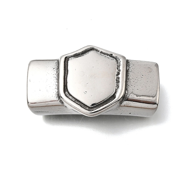 304 из нержавеющей стали слайд прелести, для изготовления кожаных браслетов, прямоугольник со щитом