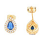 Cubic Zirconia Teardrop Stud Earrings, Golden Brass Jewelry for Women, Nickel Free