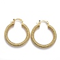 Brass Hoop Earring, Long-Lasting Plated, Textured Ring Shape
