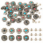 32 шт. декоративные заклепки из античного серебряного сплава, с имитацией бирюзы и винтом, для кошелька, , украшение кожаных ремесел, цветок
