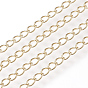 Soldered Brass Curb Chains, with Spool, Nickel Free, Real 18K Gold Plated