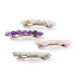 Iron Hair Barrette, with Natural Gemstone Beads
